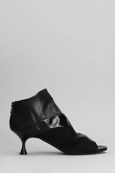 Marc Ellis Vortex High Heels Ankle Boots In Black Suede And Leather