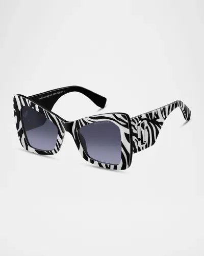 Marc Jacobs Marc 761s Acetate Butterfly Sunglasses In Pattern Black White