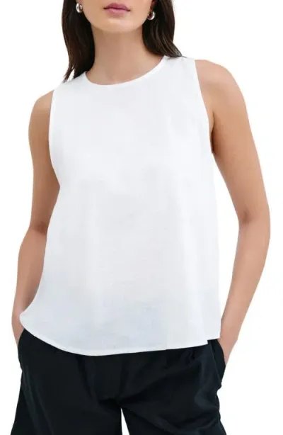 Marcella Mckinley Sleeveless Linen & Cotton Top In White