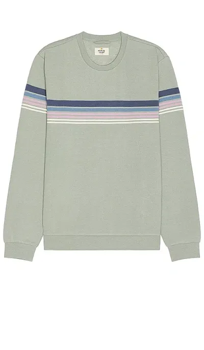 Marine Layer Chest Stripe Crewneck In Silt Green