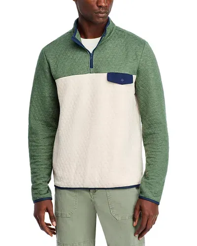 Marine Layer Corbet Quilted Quarter Zip Pullover In Olive/oat