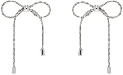 Marland Backus Silver Bow Earrings In Stainless Steel