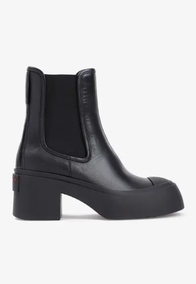 Marni 60 Leather Ankle Boots In Black