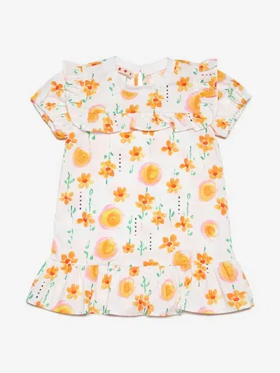 Marni Babies' Sunny Day Floral-print Cotton Dress In White