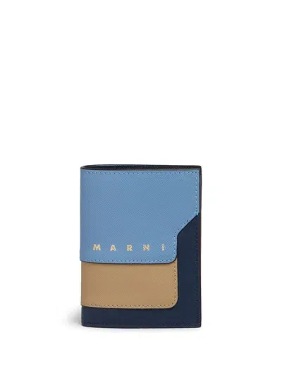 Marni Bi-fold Leather Wallet In Blue