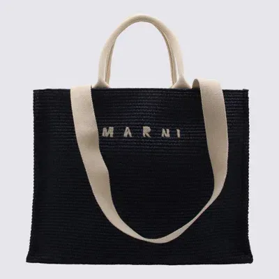 Marni Blue Raffia Tote Bag In Ultramarine