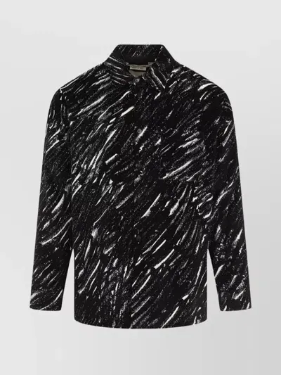 Marni Crayon Print Cotton Shirt In Black