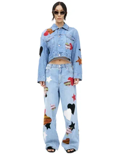 Marni Denim Jacket With Patches In Blue