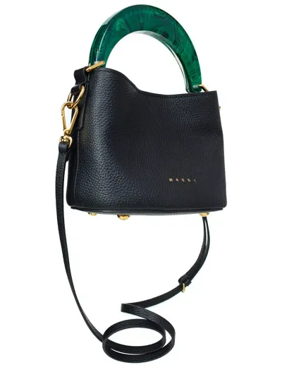 Marni Leather Bucket Bag In Black