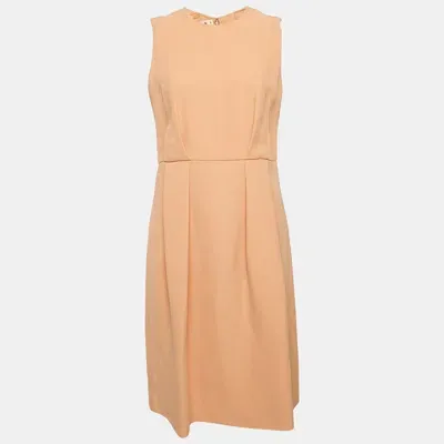 Pre-owned Marni Light Orange Crepe Box Pleat Detail Sleeveless Dress M