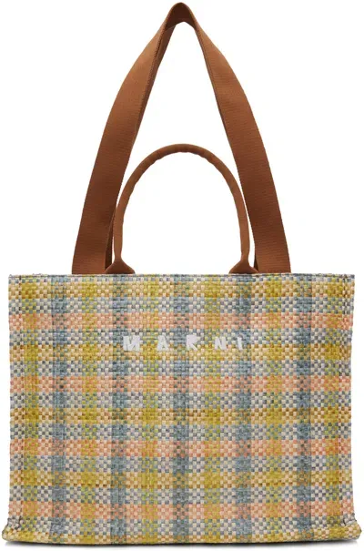 Marni Multicolor Large Basket Tote In Zo754 Lemon/apricot/