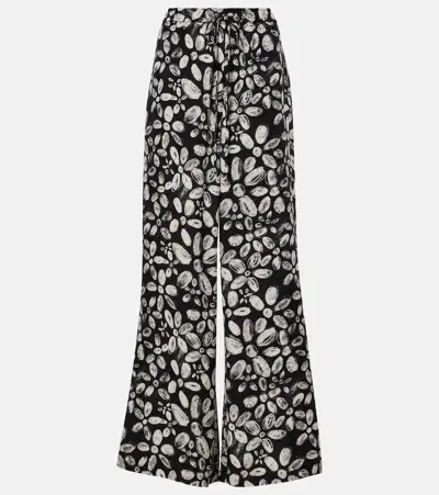 Marni Printed Wide-leg Pants In Black