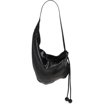 Marni Small Sling Leather Hobo Bag In 00n99 Black