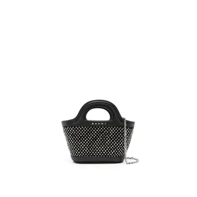 Marni Tropicalia Micro Shoulder Bag In Black