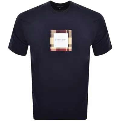 Marshall Artist Carter Check T Shirt Navy In Blue