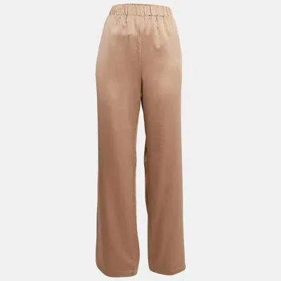 Pre-owned Max Mara Brown Satin Loose Fit Pants Xl