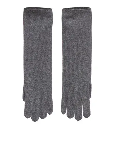 Max Mara Knit Gloves In Grey Dark