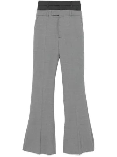 Max Mara Layered-effect Flared Trousers In Grey