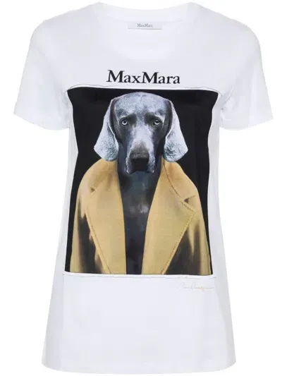 Max Mara Printed Cotton T-shirt In White