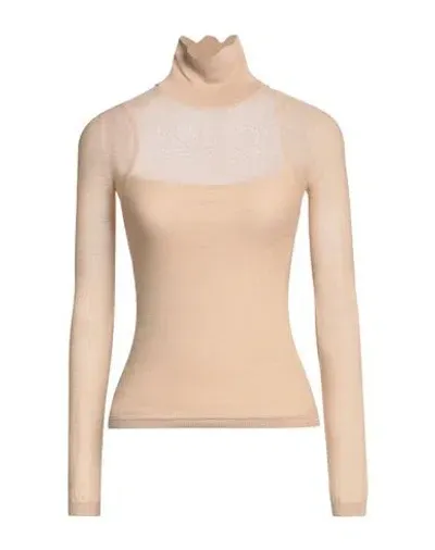 Max Mara Woman Turtleneck Sand Size S Virgin Wool In Beige