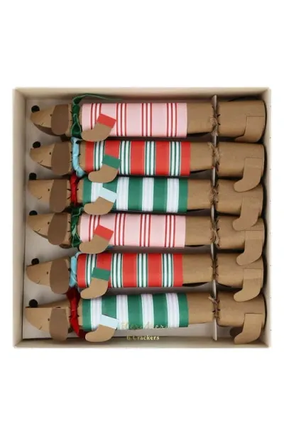 Meri Meri 6-pack Sausage Dog Christmas Crackers In Brown