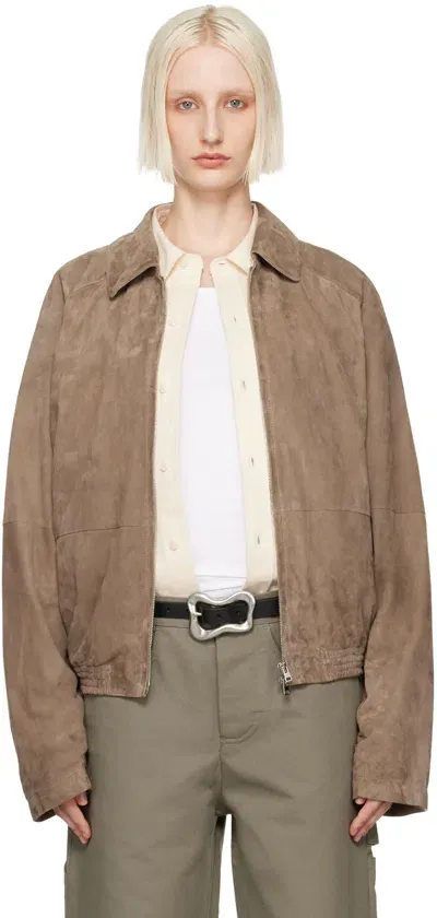 Meta Campania Collective Taupe Alain Leather Jacket In Mink