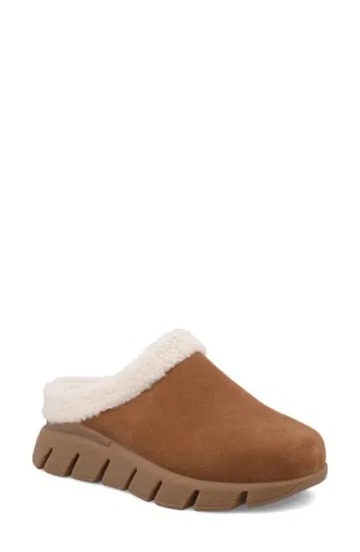 Mia Aric Genuine Shearling Slipper In Tan/off White