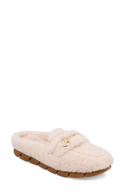 Mia Cocoa Faux Shearling Slipper In Off White