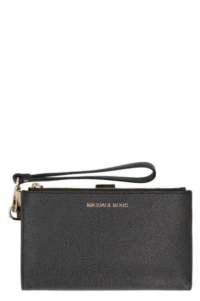 Michael Kors Adele Leather Wallet In Black