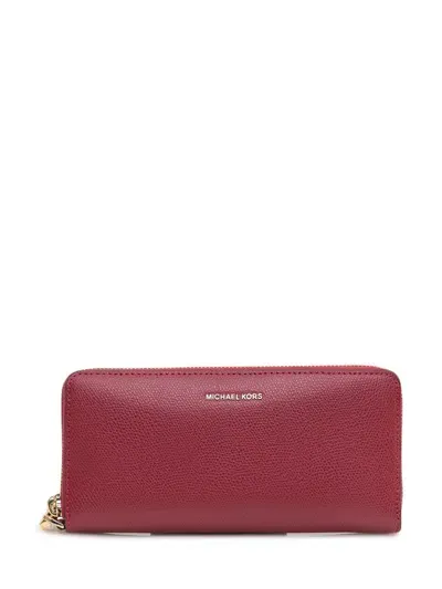 Michael Kors Jet Set Travel Large Continental Wallet In Red