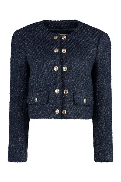 Michael Michael Kors Knitted Jacket In Navy