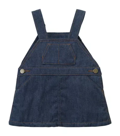 Miki House Kids' Denim Dungaree Dress In Navy