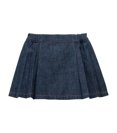 Miki House Kids' Denim Skirt In Navy