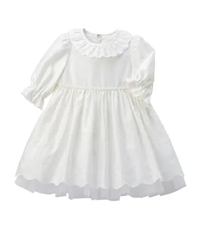 Miki House Kids' Embroidered Dress In White