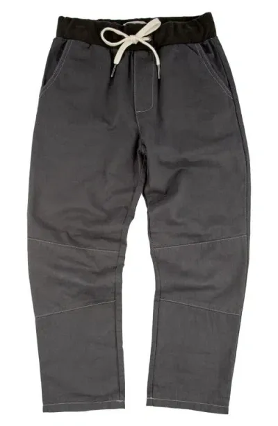 Miki Miette Kids' Jack Cotton Drawstring Waist Pants In Charcoal