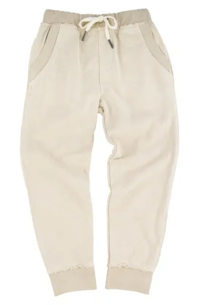 Miki Miette Kids' Ziggy Frayed Joggers In Oatmeal Beige