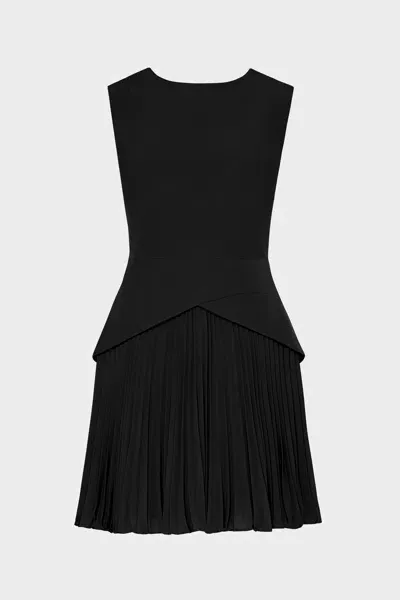 Milly Haddy Pleated Mini Dress In Black