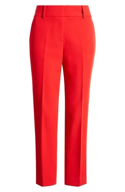 Milly Nicola Cropped Straight-leg Cady Pants In Red