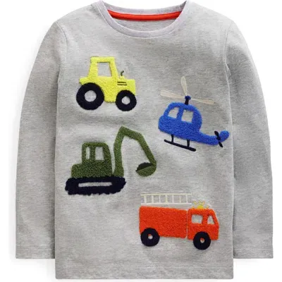 Mini Boden Kids' Bouclé Appliqué Cotton T-shirt In Grey Marl