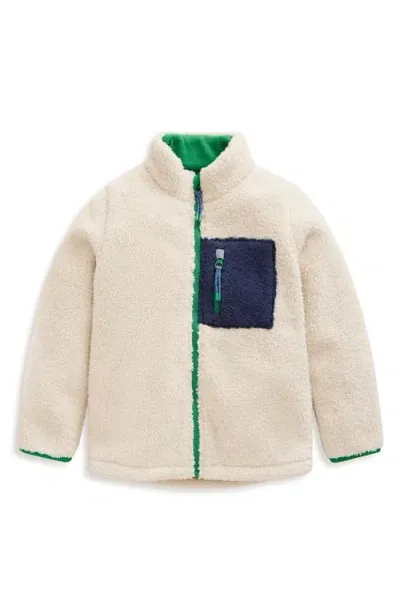 Mini Boden Kids' Windproof Fleece Zip-up Jacket In Natural Sherpa