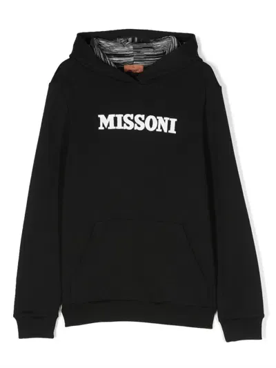 Missoni Logo-embroidered Cotton-jersey Hoodie In Schwarz