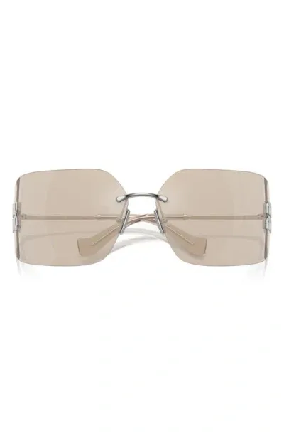 Miu Miu 80mm Oversize Irregular Sunglasses In Silver/gray Mirrored Solid