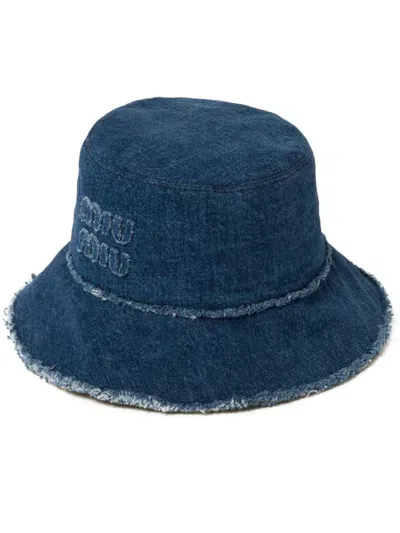 Miu Miu Denim Bucket Hat In Blue