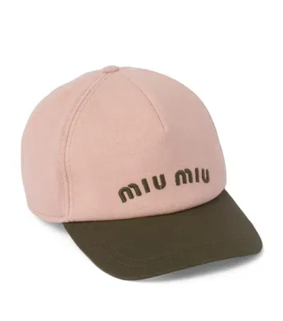 Miu Miu Embroidered Logo Baseball Cap In Pink