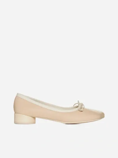 Mm6 Maison Margiela Leather Bow Block-heel Ballerina Flats In Boulder