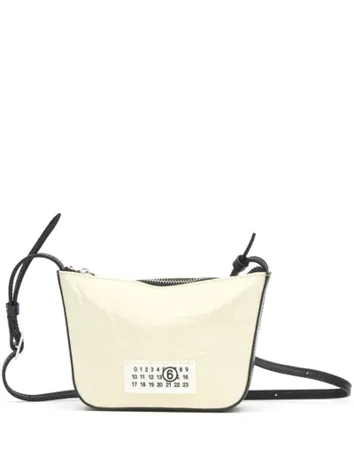 Mm6 Maison Margiela Numeric Crinkled Mini Bag In White