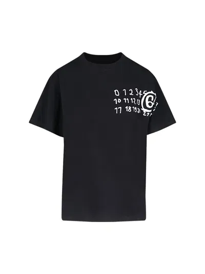 Mm6 Maison Margiela Numeric Logo T-shirt In Black