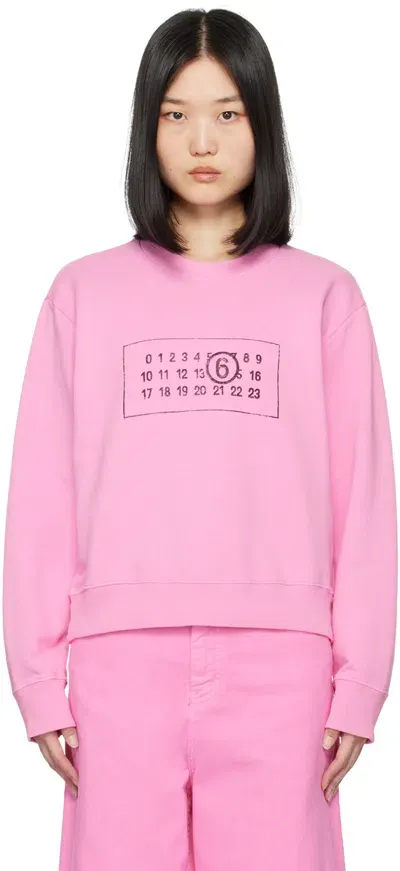 Mm6 Maison Margiela Pink Printed Sweatshirt