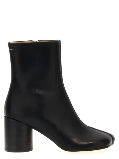 Mm6 Maison Margiela Stitch-out Leather Ankle Boots In Black