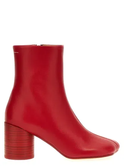 Mm6 Maison Margiela Stitch-out Leather Ankle Boots Boots, Ankle Boots Red